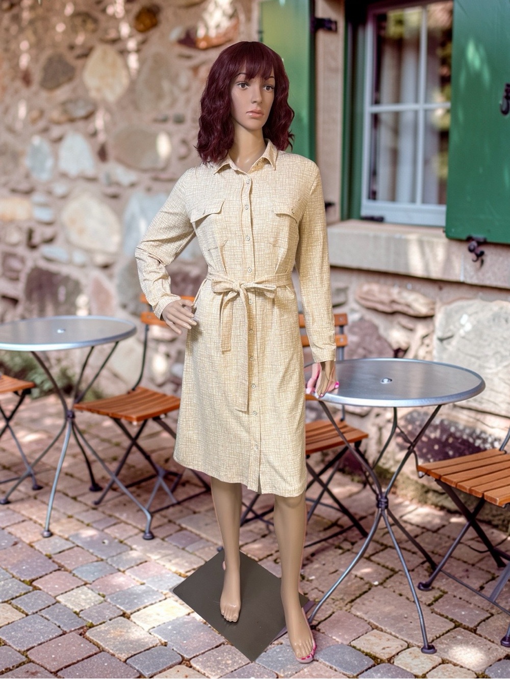 J. McLaughlin NWT Sz L Cream Printed Long-Sleeve Catalina Cloth Shirt Dress 0883